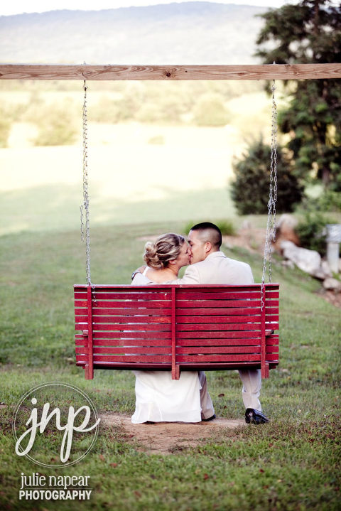 red swing at Veramar Vineyard Wedding in Berryville, VA by Julie Napear Photography